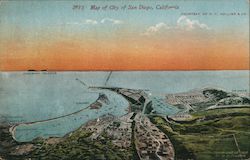 Map of city of San Diego, California Postcard Postcard Postcard