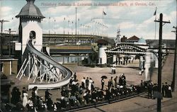 Miniature Railway & Entrance to Amusement Park Postcard