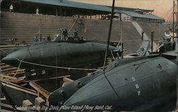 Submarines in Dry Dock, Mare Island Navy Yard Vallejo, CA Postcard Postcard Postcard