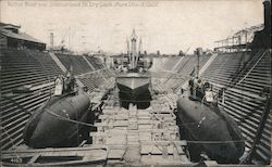 Mother Boat and Submarines in Dry Dock Mare Island, CA Postcard Postcard Postcard