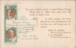 Santa Cruz Home Coming Week California Postcard Postcard Postcard