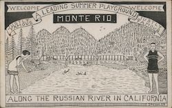 A Leading Summer Playground - Along the Russian River Monte Rio, CA Postcard Postcard Postcard