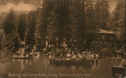 Boating on Lower Lake, Camp Meeker California Postcard Postcard Postcard