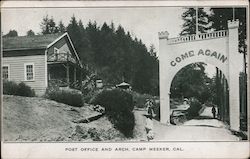 Post Office and Arch Camp Meeker, CA Postcard Postcard Postcard