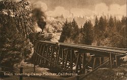 Train Nearing Camp Meeker California Postcard Postcard Postcard