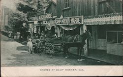 Horse and Buggy Parked at Camp Meeker Market Postcard