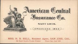 American Central Insurance Co. San Jose, CA Trade Card Trade Card Trade Card