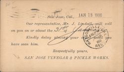 San Jose Vinegar & Pickle Works Postcard