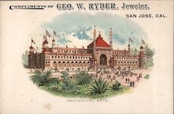 Compliments of Geo. W. Ryder, Jeweler Mechanical Arts San Jose, CA Postcard Postcard Postcard