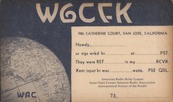 W6CFK. 986 Catherine Court, San Jose, California Postcard