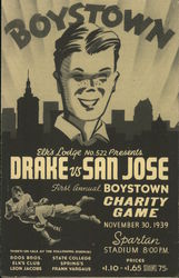 Drake vs. San Jose 1st Annual Boystown Charity Game 1939 Postcard