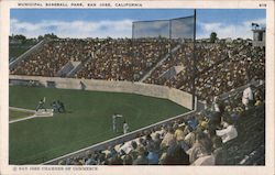 Municipal Baseball Park, San Jose, California Postcard Postcard Postcard