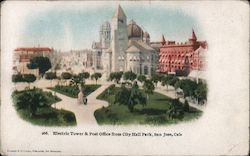 Electric Tower & Post Office from City Hall Park Postcard