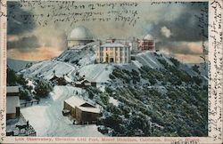 Lick Observatory, Elevation 4,443 feet. Mount Hamilton, California. Scene in winter. Postcard Postcard Postcard