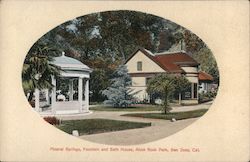 Mineral Springs, Fountain and Bath House, Alum Rock Park, San Jose, Cal. Postcard