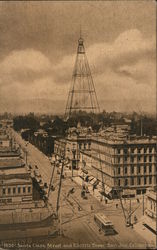 Santa Clara Street and Electric Tower, San Jose, California Postcard