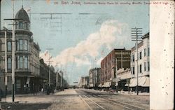 San Jose, California. Santa Clara St. showing Electric Tower 300 ft. high. Postcard Postcard Postcard