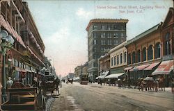 Street scene, First Street, looking South, San Jose, Cal. Postcard