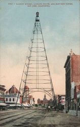 Market Street, Looking South, and Electric Tower. San Jose, California Postcard