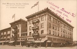 Hotel Montgomery, San Jose, California. First and San Antonio Streets. FJ McHenry Manager Postcard Postcard Postcard