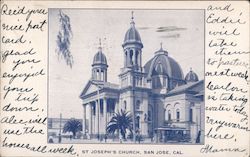 St. Joseph's Church San Jose, Cal. Postcard