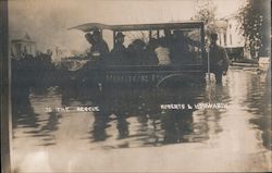 To the Rescue - A Horse Drawn Police Carriage Going Through Flood Waters San Jose, CA Postcard Postcard Postcard