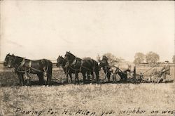 Plowing for H.L. Allen Your Neighbor on West San Jose, CA Postcard Postcard Postcard