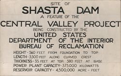 Site of the Shasta Dam Shasta Springs, CA Postcard Postcard Postcard