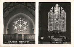 Rose Window, Morris Chapel, College of Pacific Altar and West Window Postcard