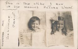 Two Little Girls with Newspaper Tuolumne, CA Postcard Postcard Postcard