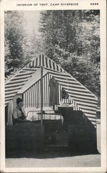 Interior of Tent, Camp Riverside Postcard