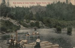 Boat Landing at Camp Vacation Sonoma County, Cal. Postcard