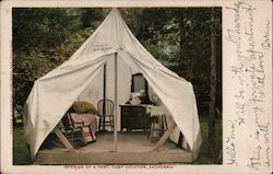 Interior of a Tent, Camp Vacation Postcard