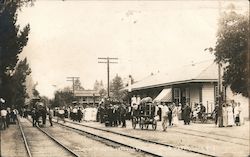 A Large Crowd Waiting for the Train Postcard