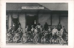 A Group of Men Lined Up on Bicycles Guerneville, CA Postcard Postcard Postcard