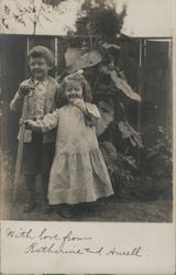 Two Little Kids in Front of a Fence Guerneville, CA Postcard Postcard Postcard