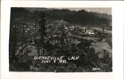 Birds Eye View June 8 1882 Guerneville, CA Postcard Postcard Postcard