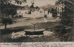 A Water Fountain and a Church Postcard