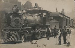 Several People Standing Next to a Steam Engine Postcard