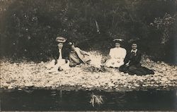 Man and Three Women Sitting On Beach Guerneville, CA Postcard Postcard Postcard