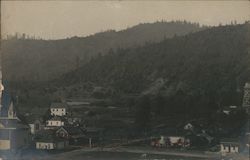 View of Town and Mountains Postcard