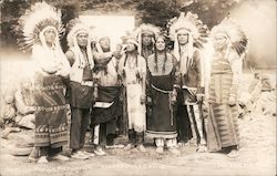 A Group of Indians in Head Dresses Postcard