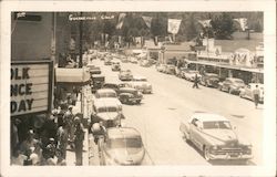 Main Street Lined with Cars Postcard