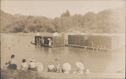 People on Floating Barges in the River Postcard