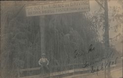 A Man Standing on a Bridge Guerneville, CA Postcard Postcard Postcard