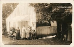 Women and Children in Front of a Barn Guerneville, CA Postcard Postcard Postcard