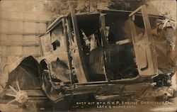 Auto Hit by a N.W.P. Engine Postcard