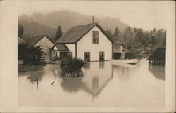 Flood Waters up on a House Guerneville, CA Postcard Postcard Postcard