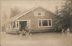 People Standing on the Front Porch With Flood Waters Up to the Porch Guerneville, CA Postcard Postcard Postcard