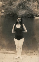 Girl in Bathing Suit on Beach Postcard